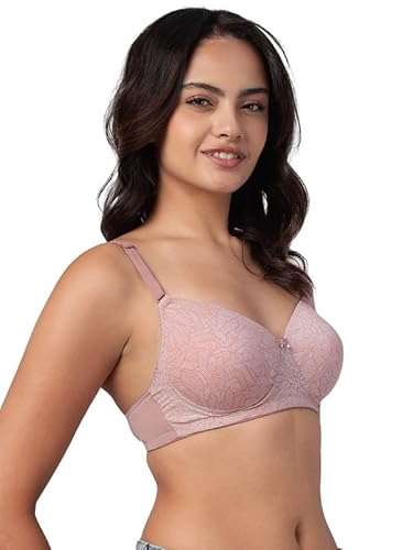 Clovia Women’s Pink Printed Multiway T-Shirt Bra – Padded, Non-Wired, Full-Coverage Comfort